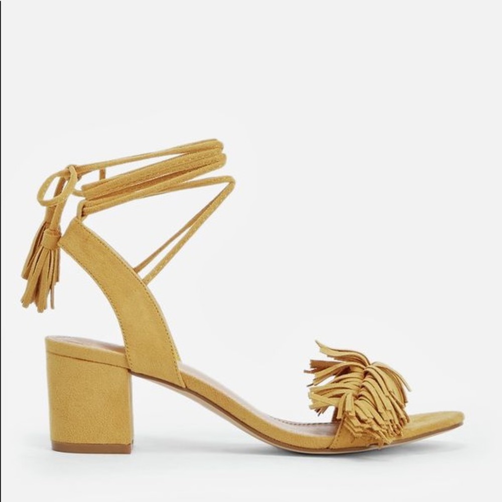 Fringe wrap around low heels